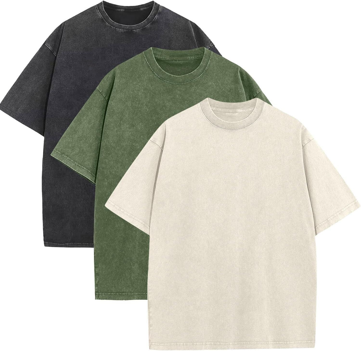 Men’s Vintage Washed Oversized T Shirt Loose Fit 100% Cotton Short Sleeve Tee