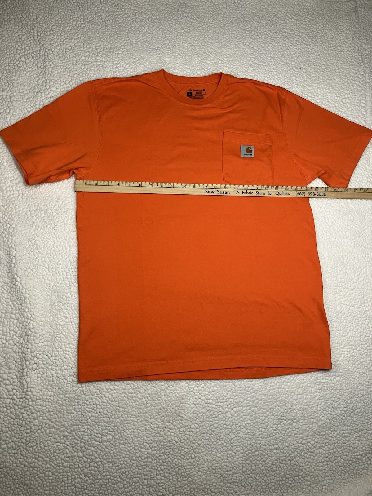 Carhartt K87 Loose Fit Pocket Logo Orange Crew Neck T-Shirt Men’s M