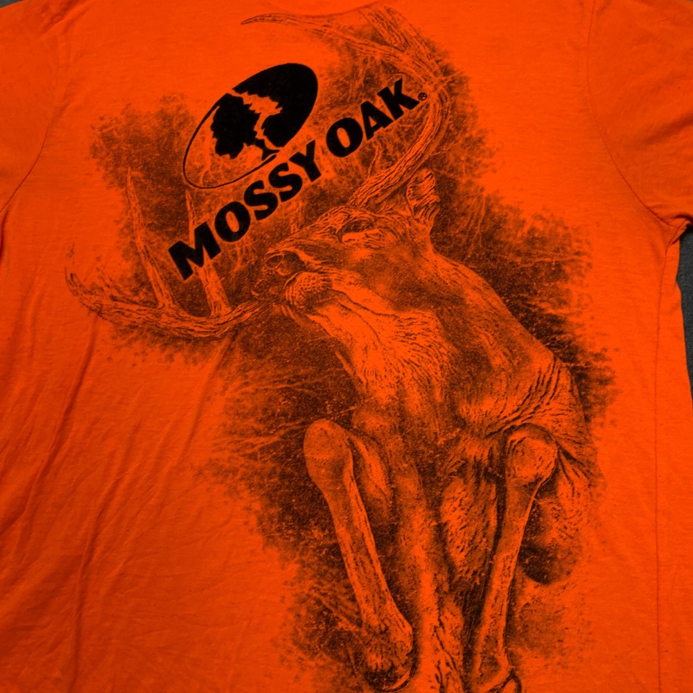 Mossy Oak Paramount Outdoors T Shirt Mens Large Orange Graphic Print Crew Neck