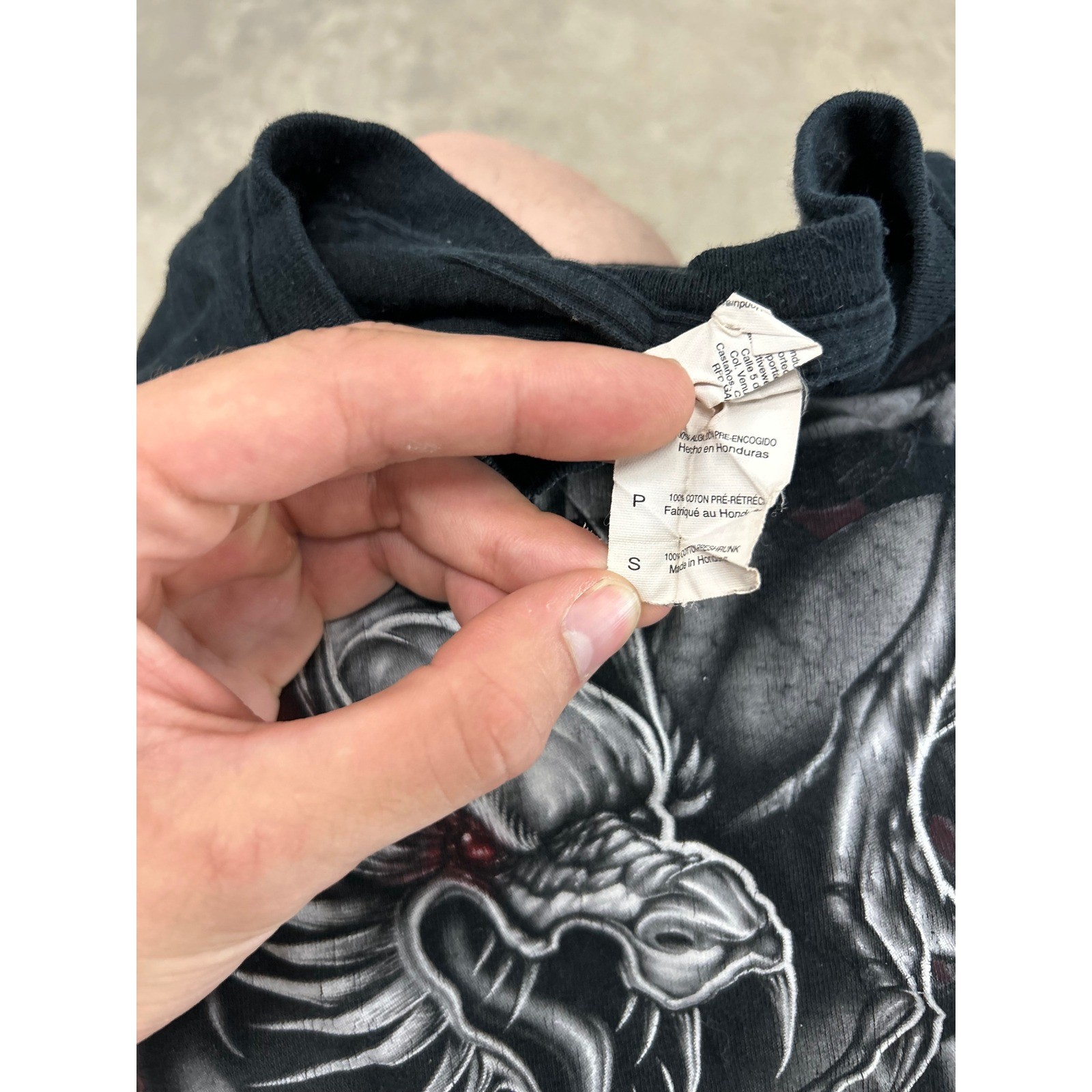 Mens Dragon and Skull Graphic T-Shirt Black Gothic Fantasy Short Sleeve Small