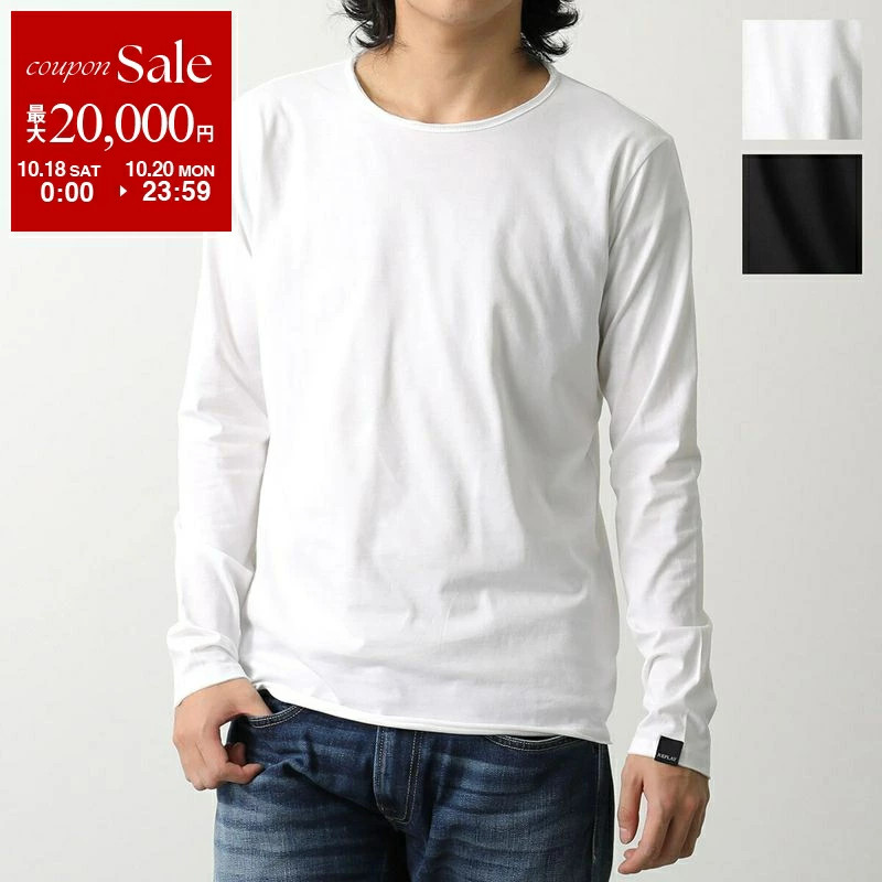 REPLAY Men’s Long Sleeve Crew Neck T-Shirt Cotton Black only S or M or L or XL