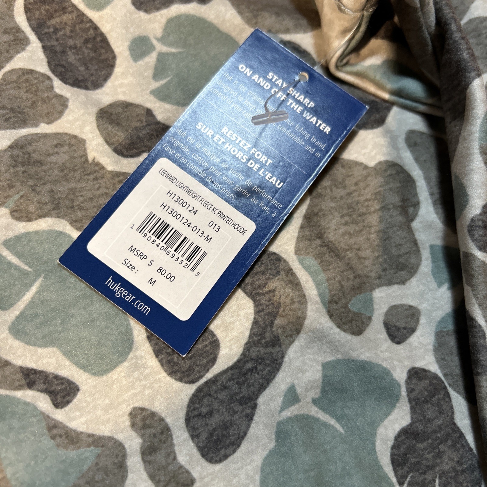 Huk Leeward KC Printed Lightweight Fleece Pullover Hoodie – Volcanic Ash – M