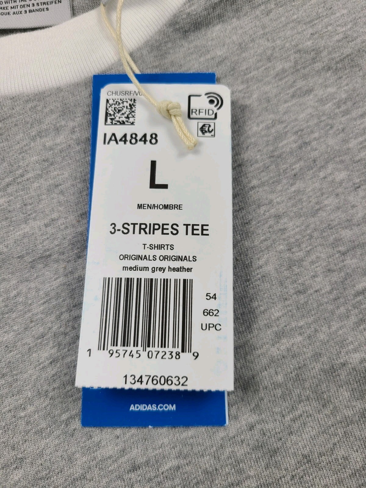 adidas ORIGINALS CALIFORNIA 3 STRIPES TREFOIL HEATHER GREY Tee Men’s Large NWT