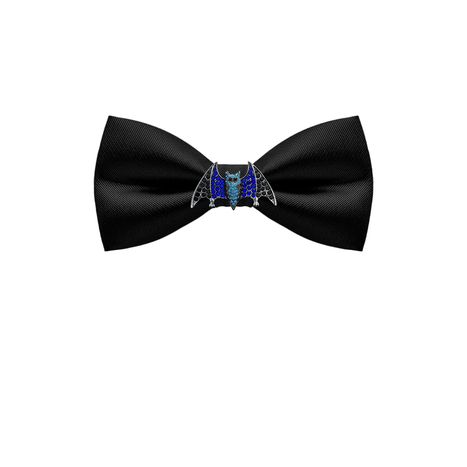 QCWQYML Black Bow Ties for Men Pre-Tied Mens Bow Tie Retro Crystal Bat Brooch…