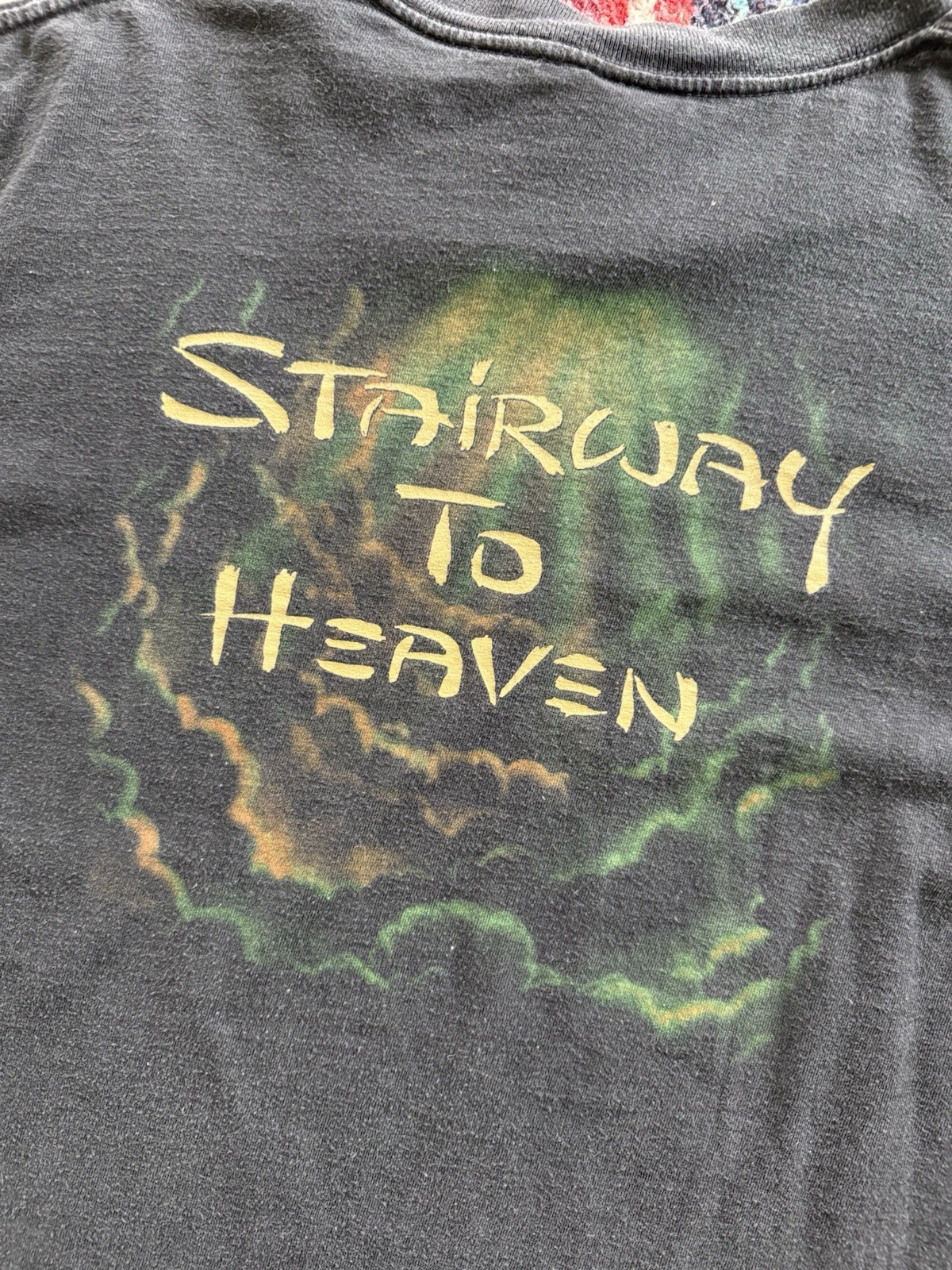 Vintage 1997 Tultex Black Led Zeppelin Stairway to Heaven Short Sleeve Tee L