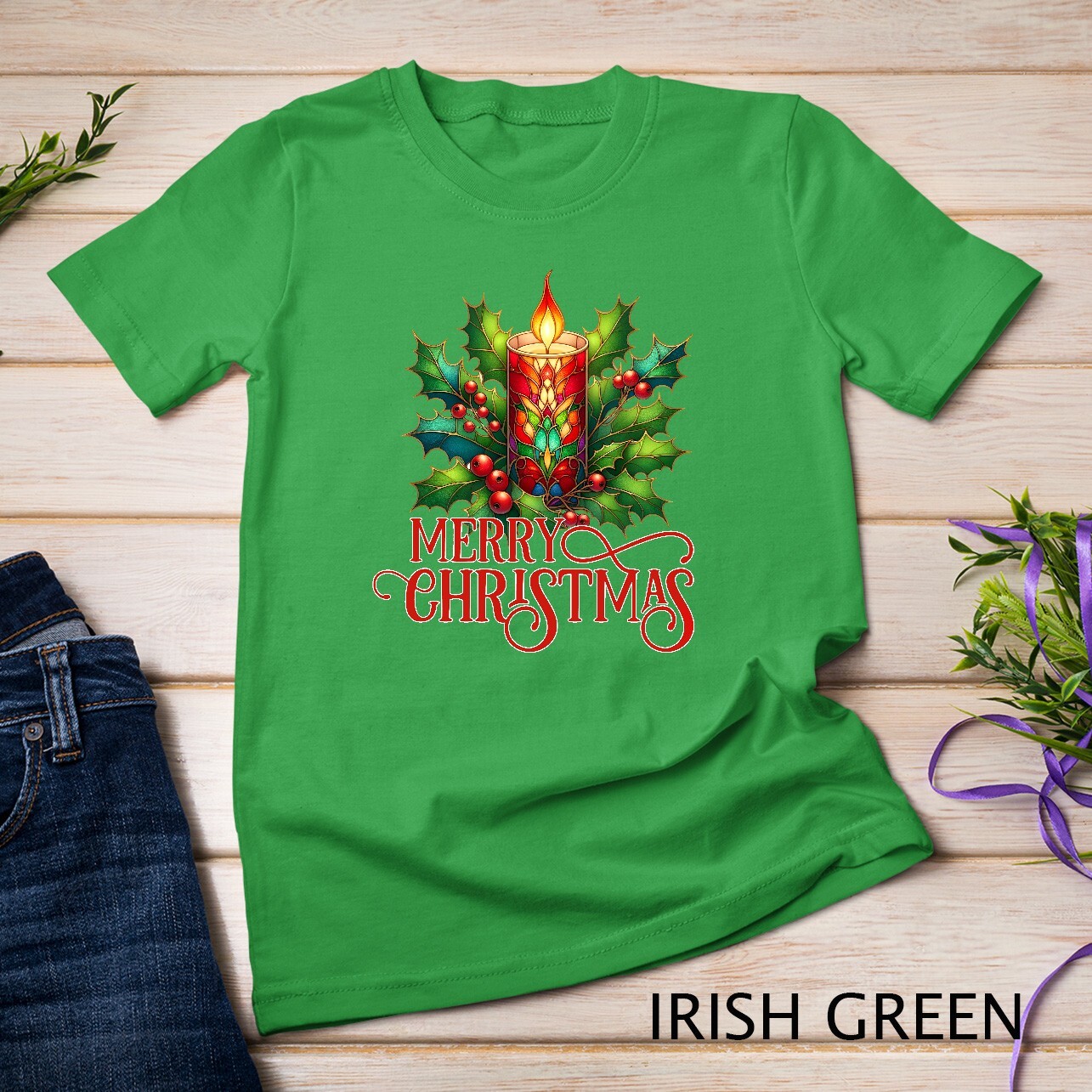 Beautiful and Festive Holiday Candle Graphic Funny Christmas Unisex T-shirt