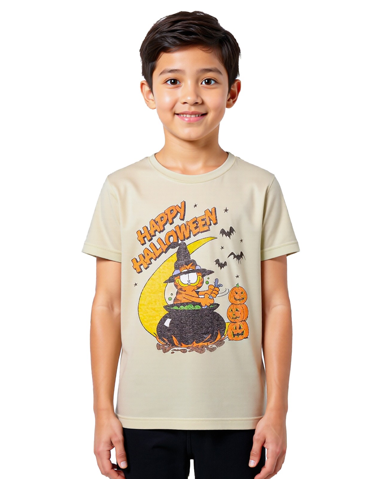 Garfield T-Shirt Boys’ Happy Halloween Witches Brew Short Sleeve Tee (S)