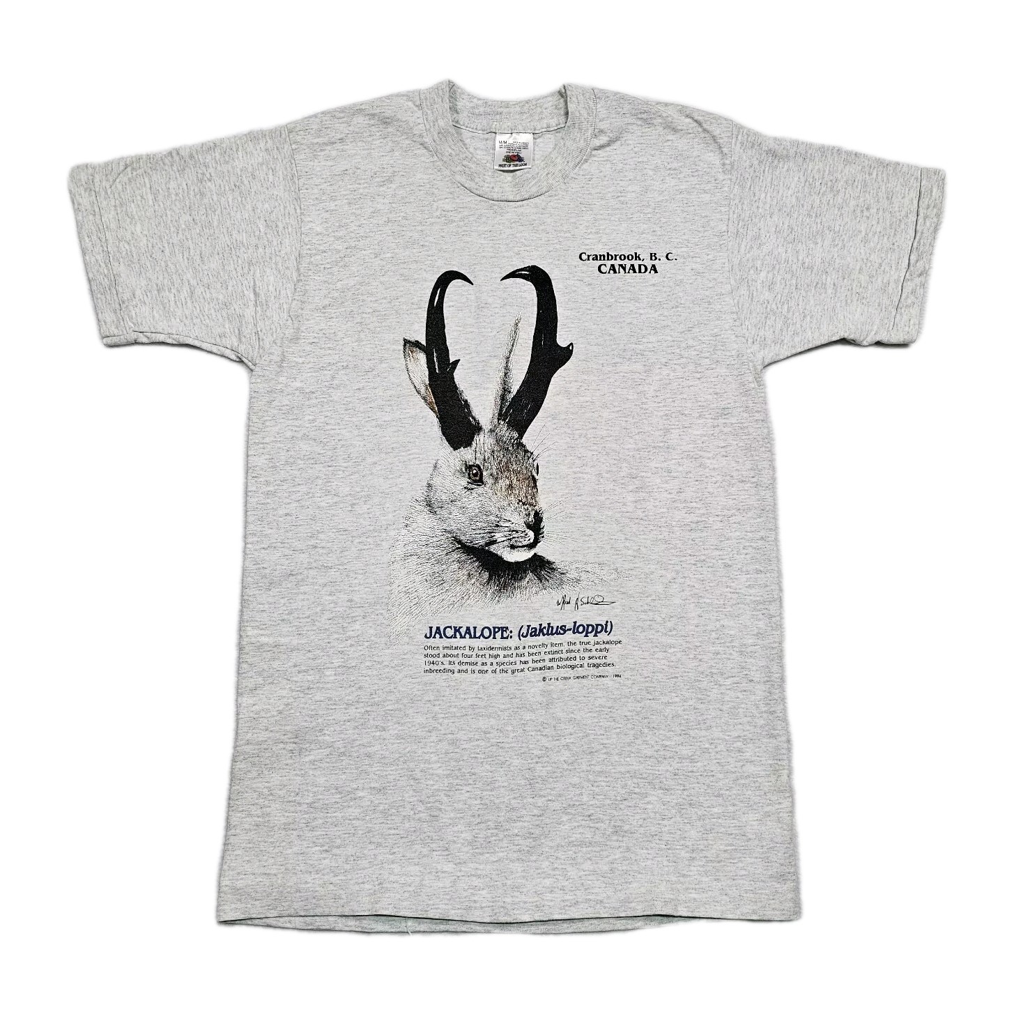 Vtg 90s Jackalope T Shirt Mens M Canada Fruit Of The Loom Single Stitch Hunting