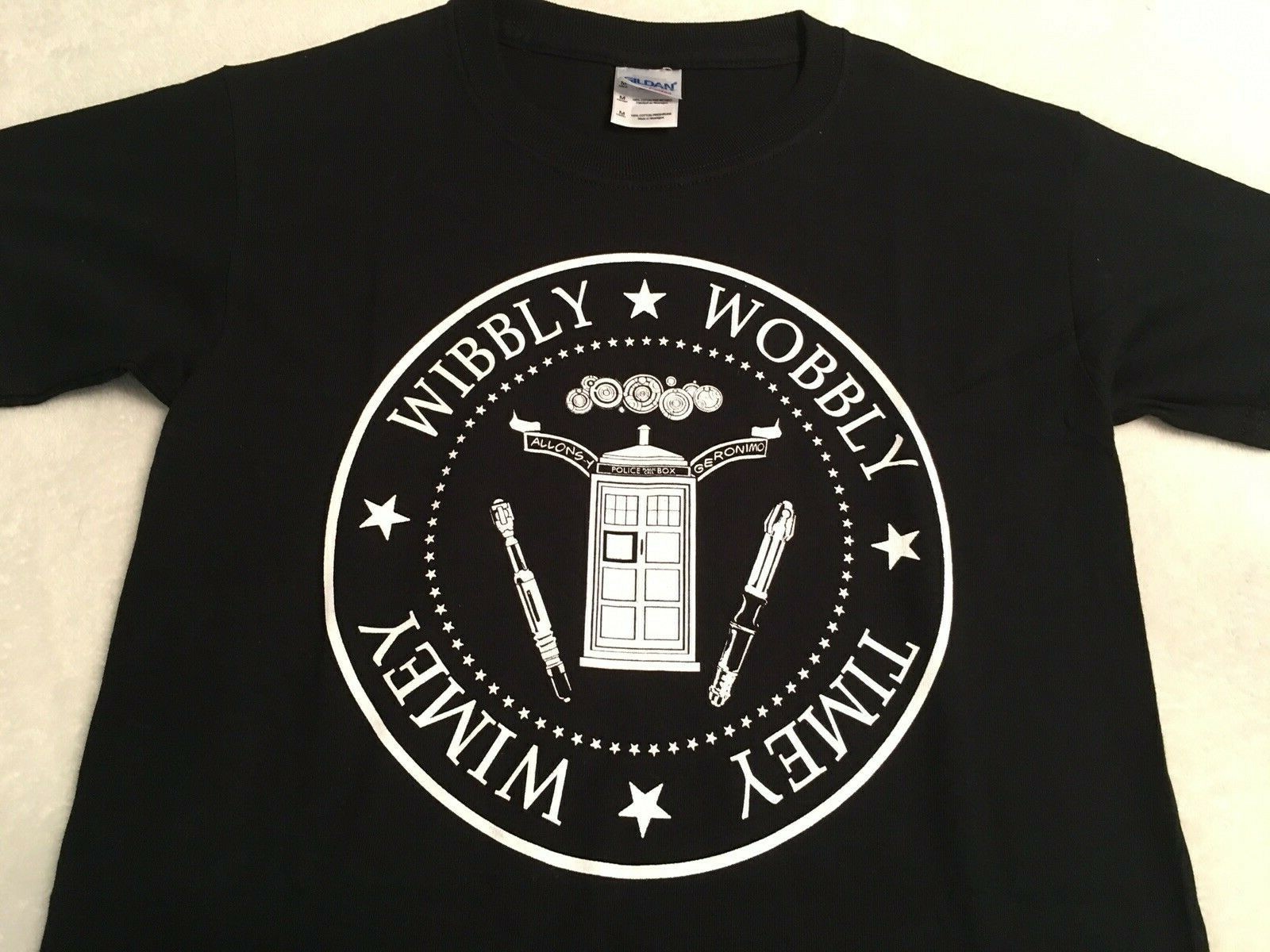 = DOCTOR WHO WIBBLY WOBBLY TIMEY WIMEY T SHIRT SZ YOUTH MEDIUM TEE #124