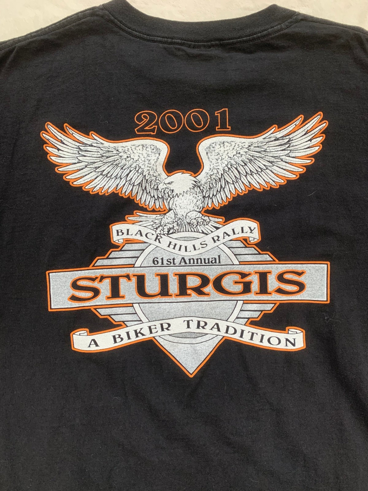 Vintage Sturgis Shirt Men XL Black Hills Rally 2001 Cotton Eagle Motorcycle Fire
