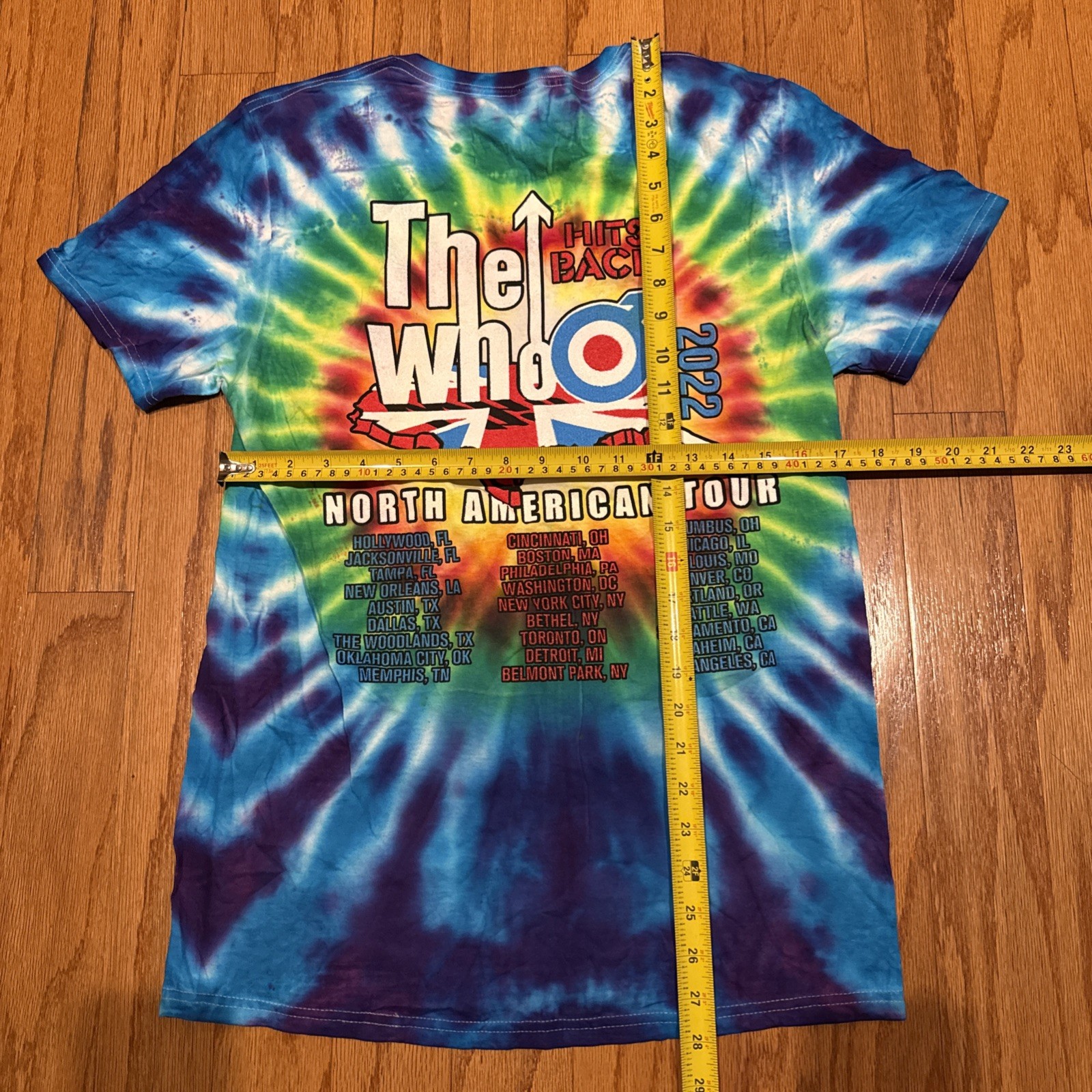 The Who “Hit’s Back” North American Tour 2022 Tie Dye Concert T-Shirt Medium M