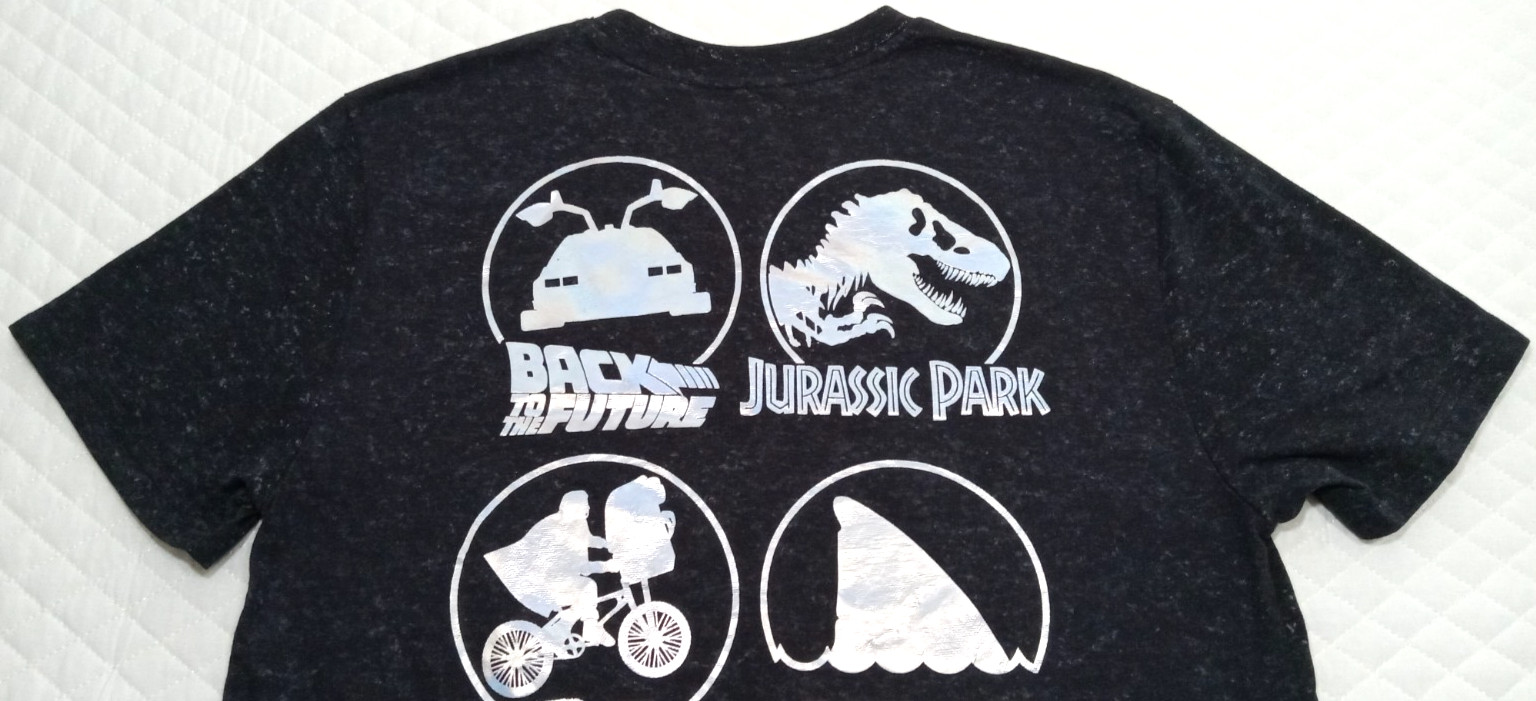 Universal Studios Men’s Medium T-Shirt E.T. Jaws Jurassic Park Black Overdye