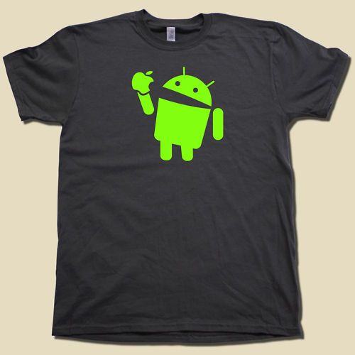 Android Eats Apple Super Soft Cotton T-Shirt FUNNY & Nerdy computer geek TSHIRT!