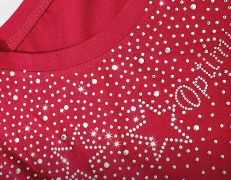 New Men Luxury Diamond Stars Rhinestones Fashion Red T-Shirt High Quality