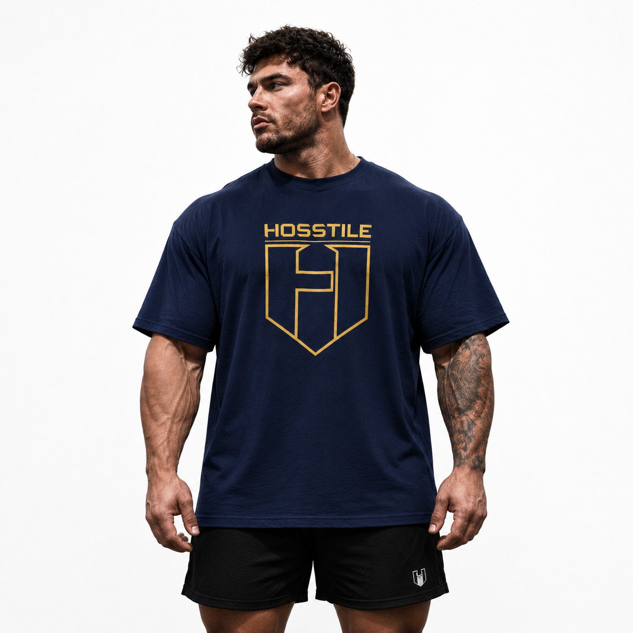 Men’s Oversized Cotton T-Shirt Printed Crew Neck Gym Training Short Sleeve Tee
