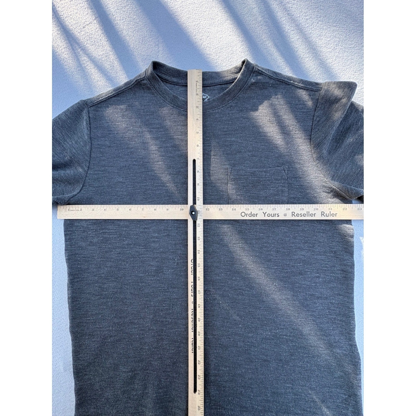 St Johns Bay Mens Long Sleeve Pocket T-Shirt Charcoal Gray Heather Crew Neck XL
