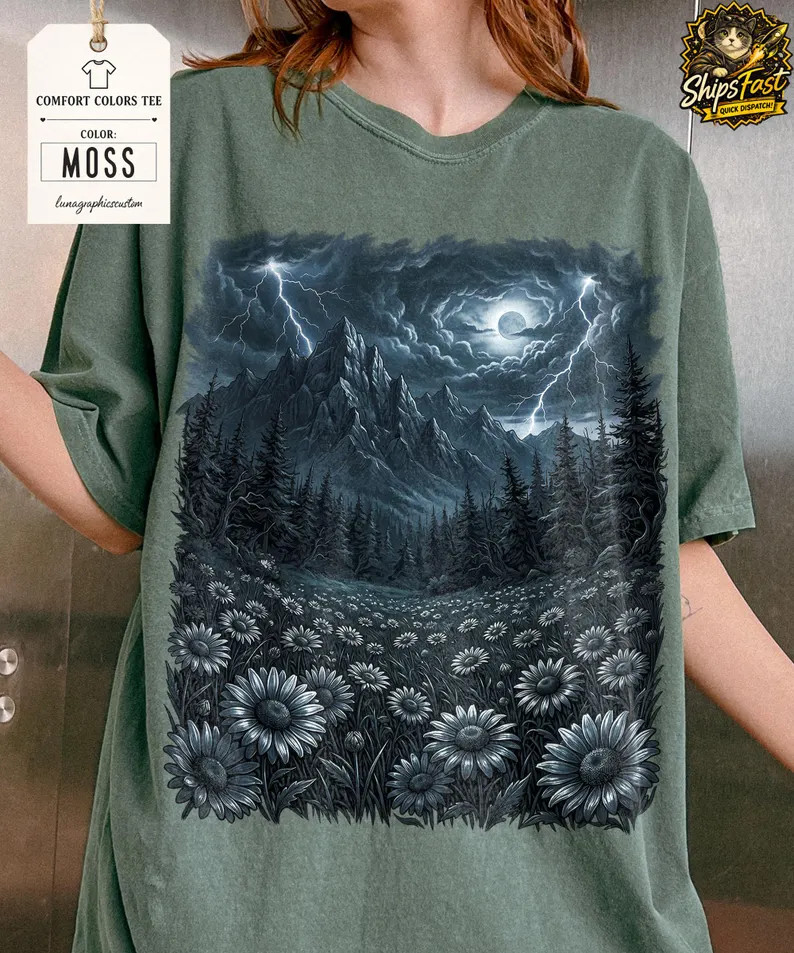 Wildflowers Mountains Comfort Tee Nature Outdoors Soft Gift