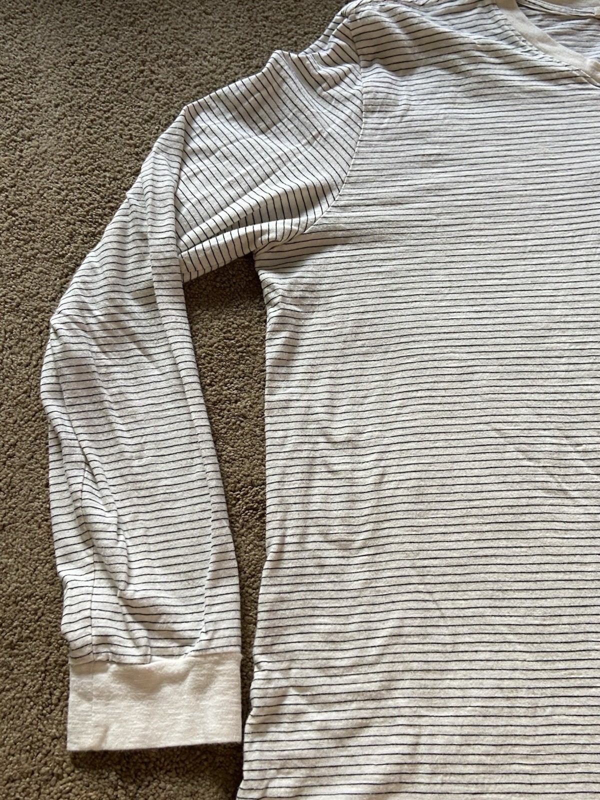 Men’s Marine Layer Long Sleeve Henley Shirt M/L White Striped Cotton Blend