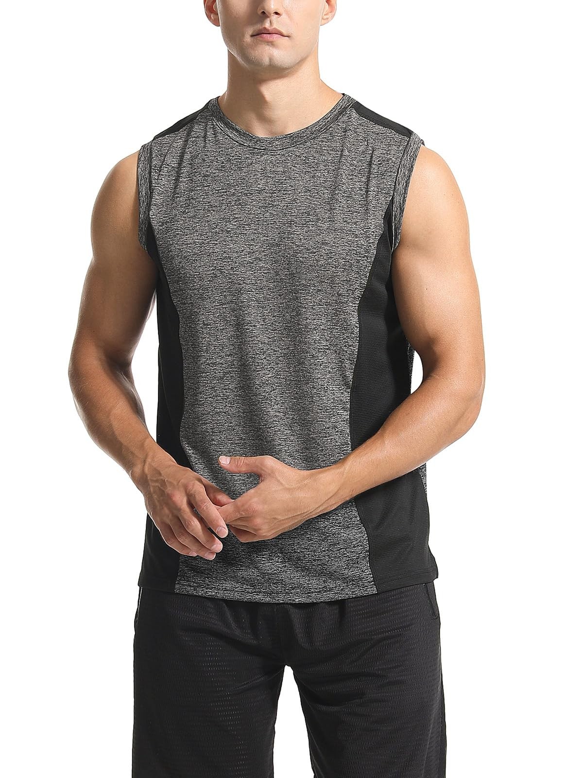 3 Pack Men’s Workout Tank Tops Sleeveless Muscle Gym Tank Top Quick Dry Darkg…