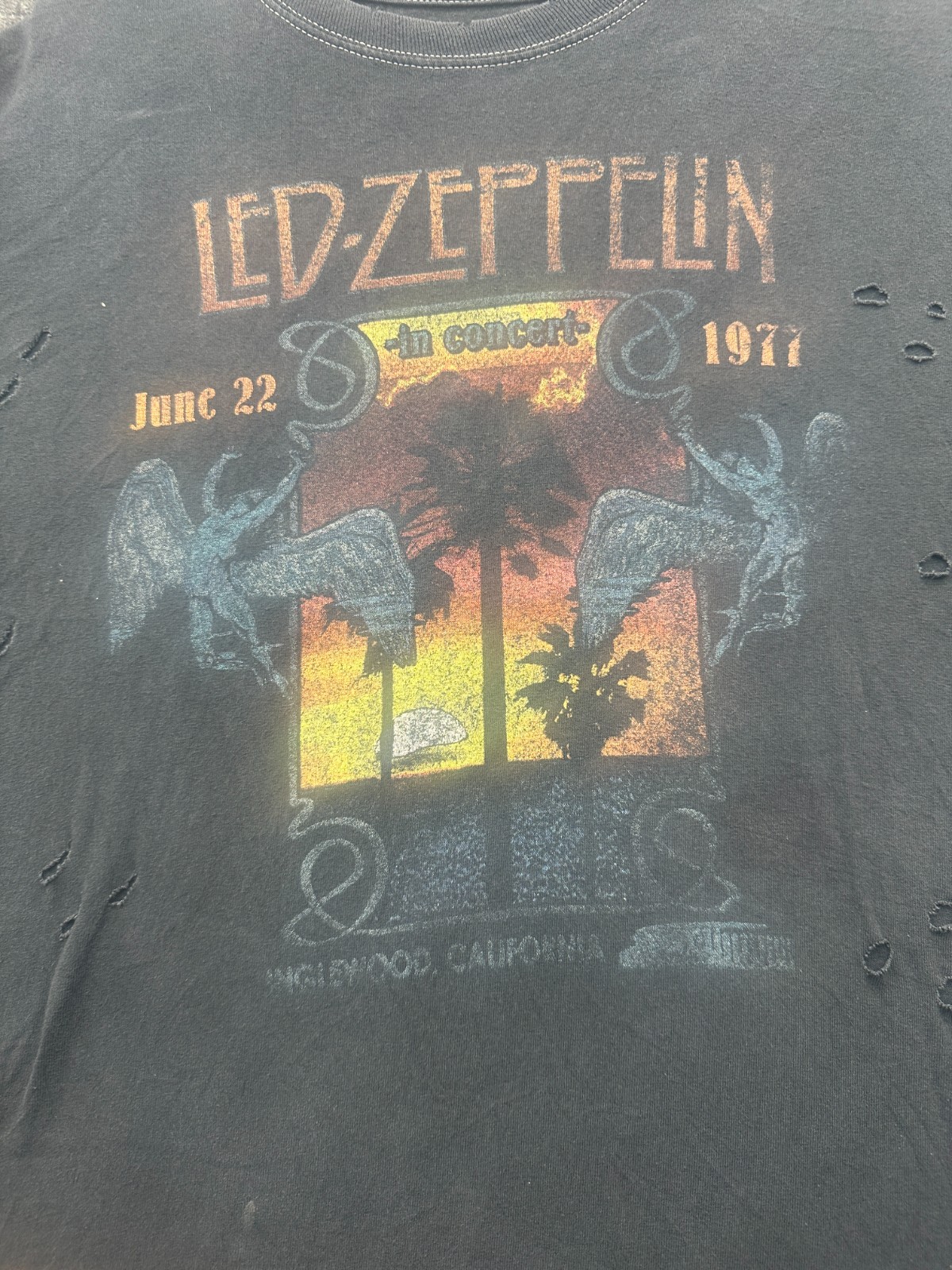 Led Zeppelin In Concert 22 June 1977 California T Shirt Mens Large Gray Graphic