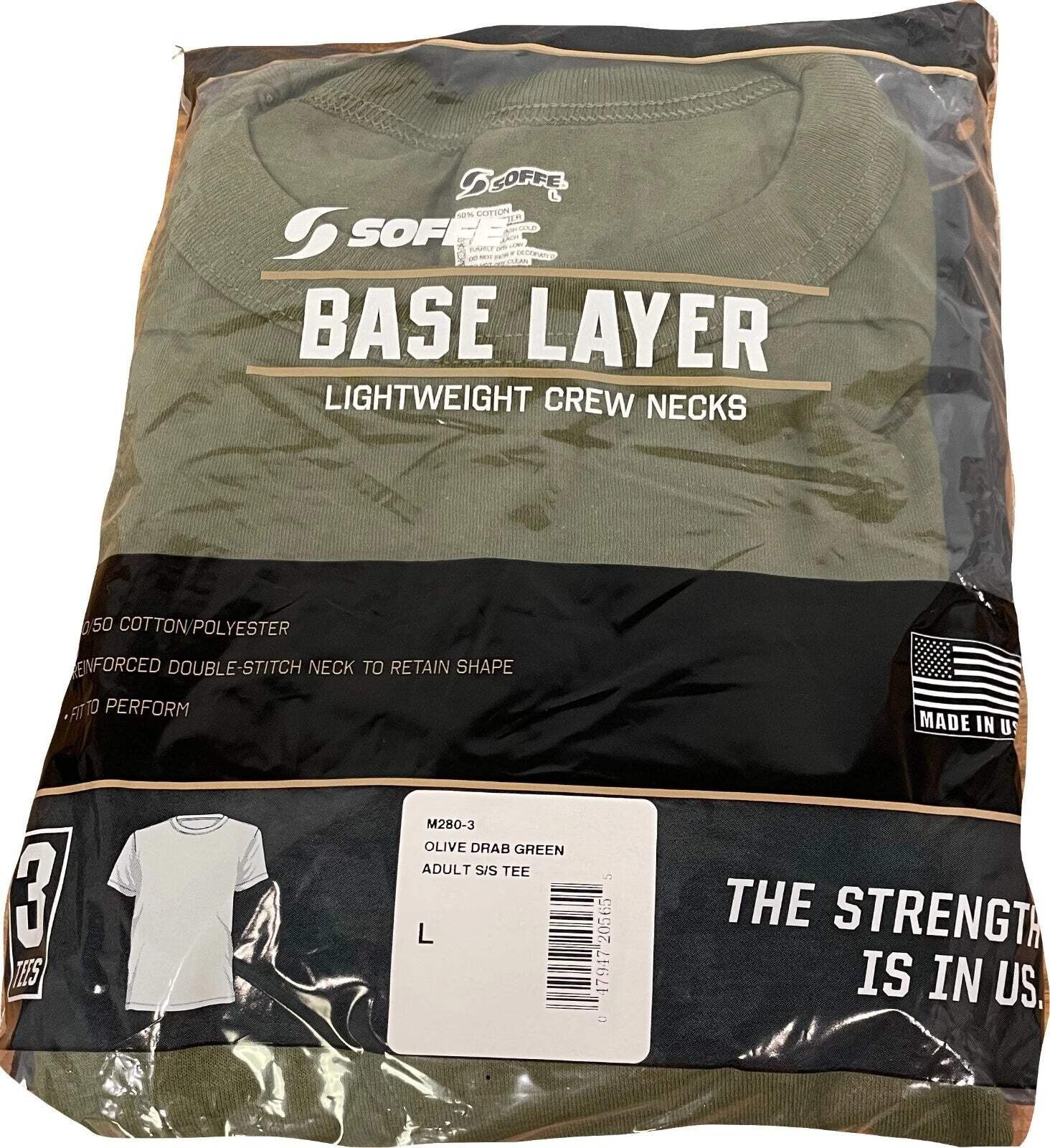 Soffe Military USMC OD Green T-Shirts M280 Poly/Cotton 3-Pack