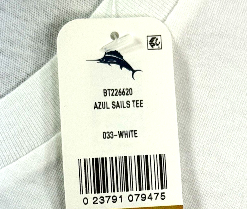 Tommy Bahama Men’s Graphic T / Big-Tall / White / 100% Cotton / AZUL SAILS