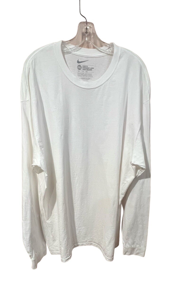 Nike Tee Shirt MXXL White Long Sleeves 100% Cotton Machine Wash