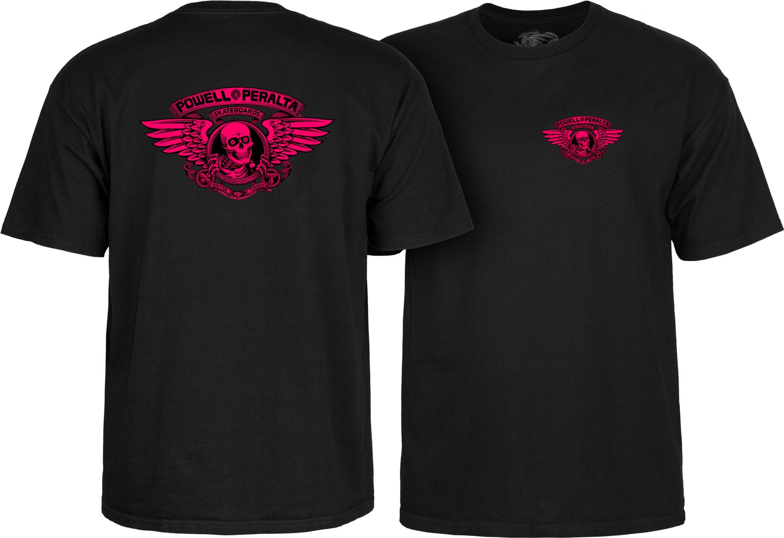 Powell Peralta WINGED RIPPER Skateboard T Shirt PINK BLACKLIGHT
