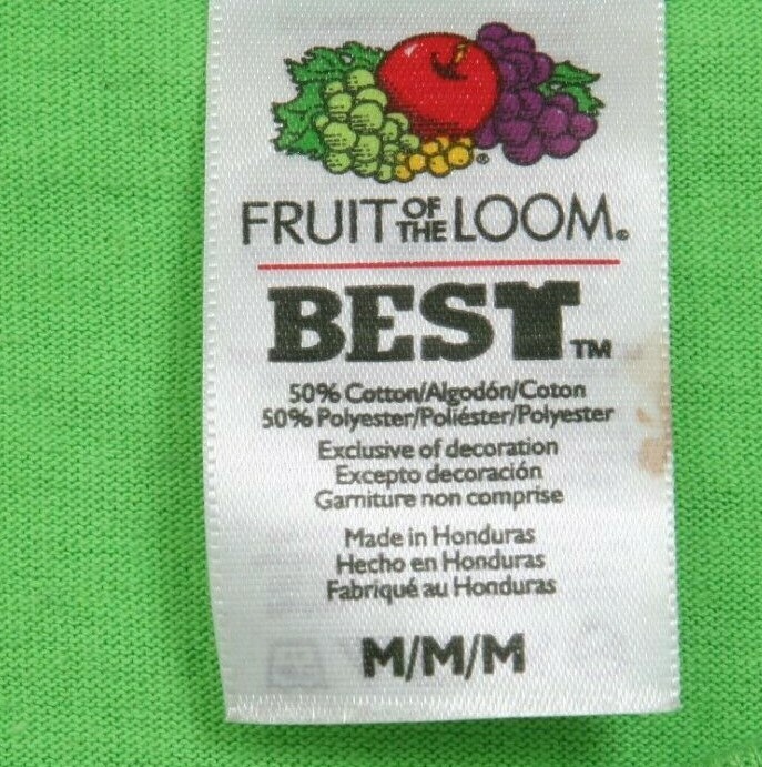 Fruit of the Loom Green Cotton Polyester Short Sleeve Solid T-Shirt Medium B15