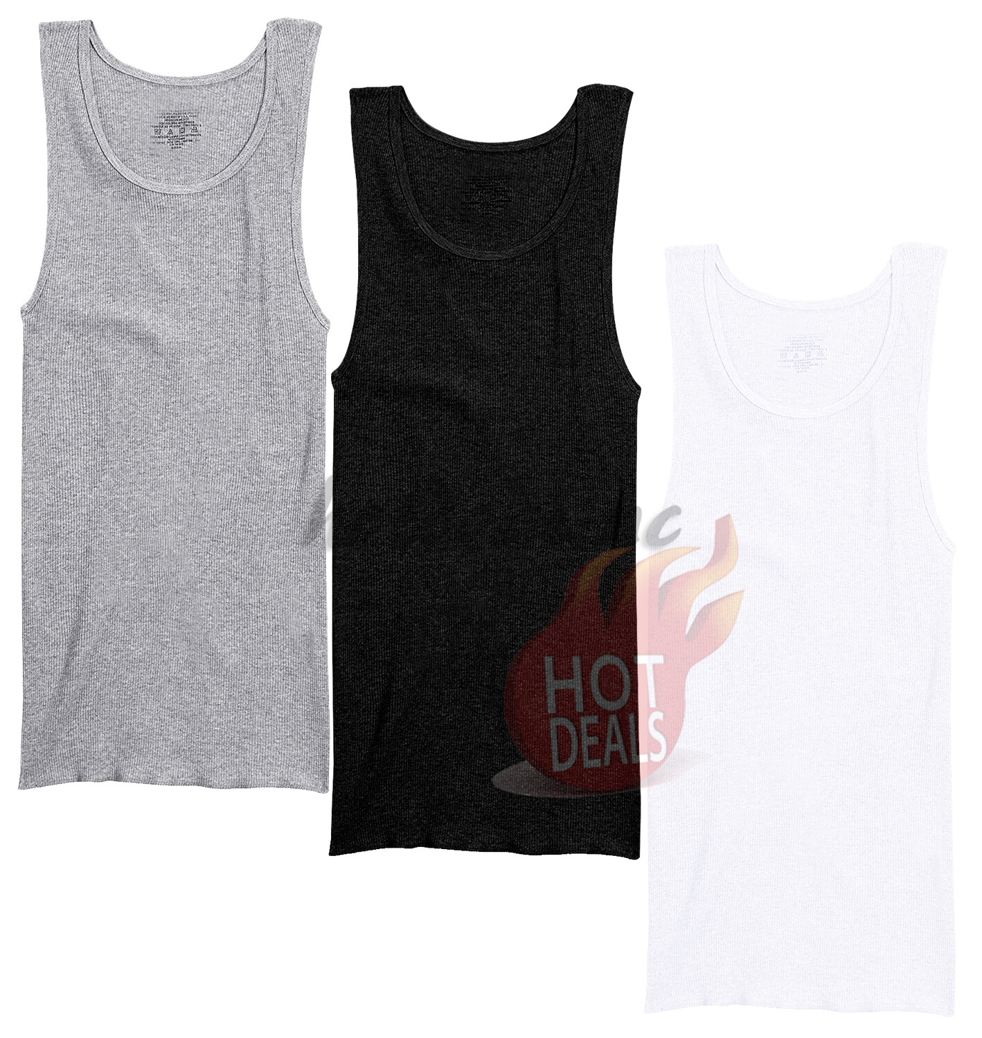 Lot 3/6 Pack Men’s Cotton Tank Top A-Shirt Wife Beater Ribbed Undershirt