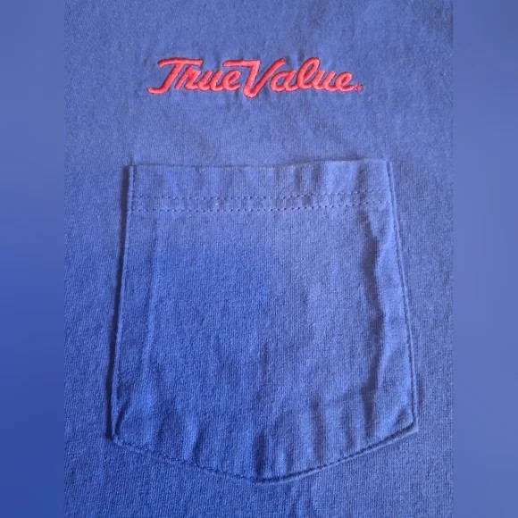 Men’s 100% Cotton True Value Short Sleeve Pocket Tee Pocket T-Shirt BLUE