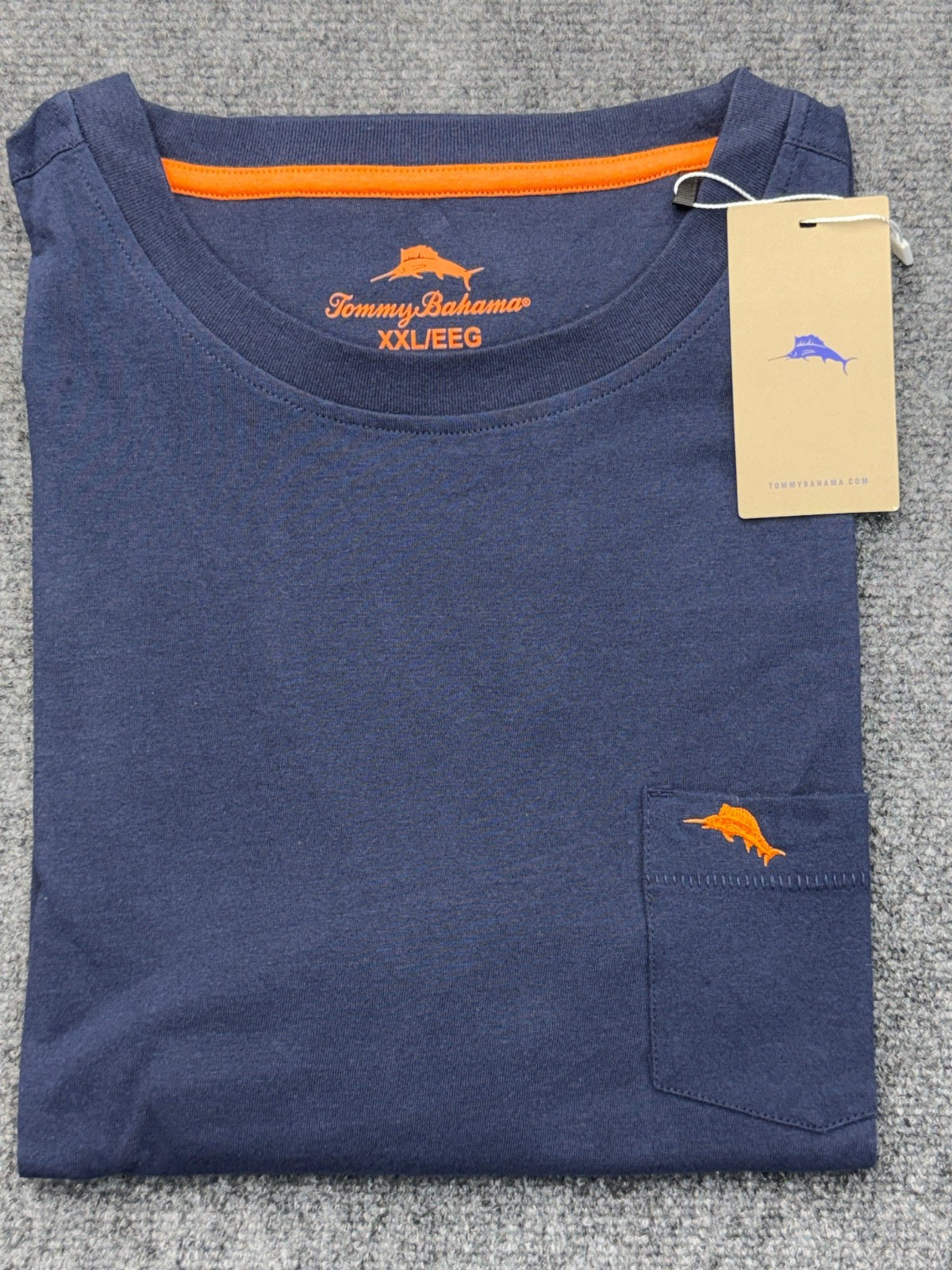 Tommy Bahama Pocket T Shirt Mens XXL NEW Marlin Logo Cotton Tee Red Blue Gray