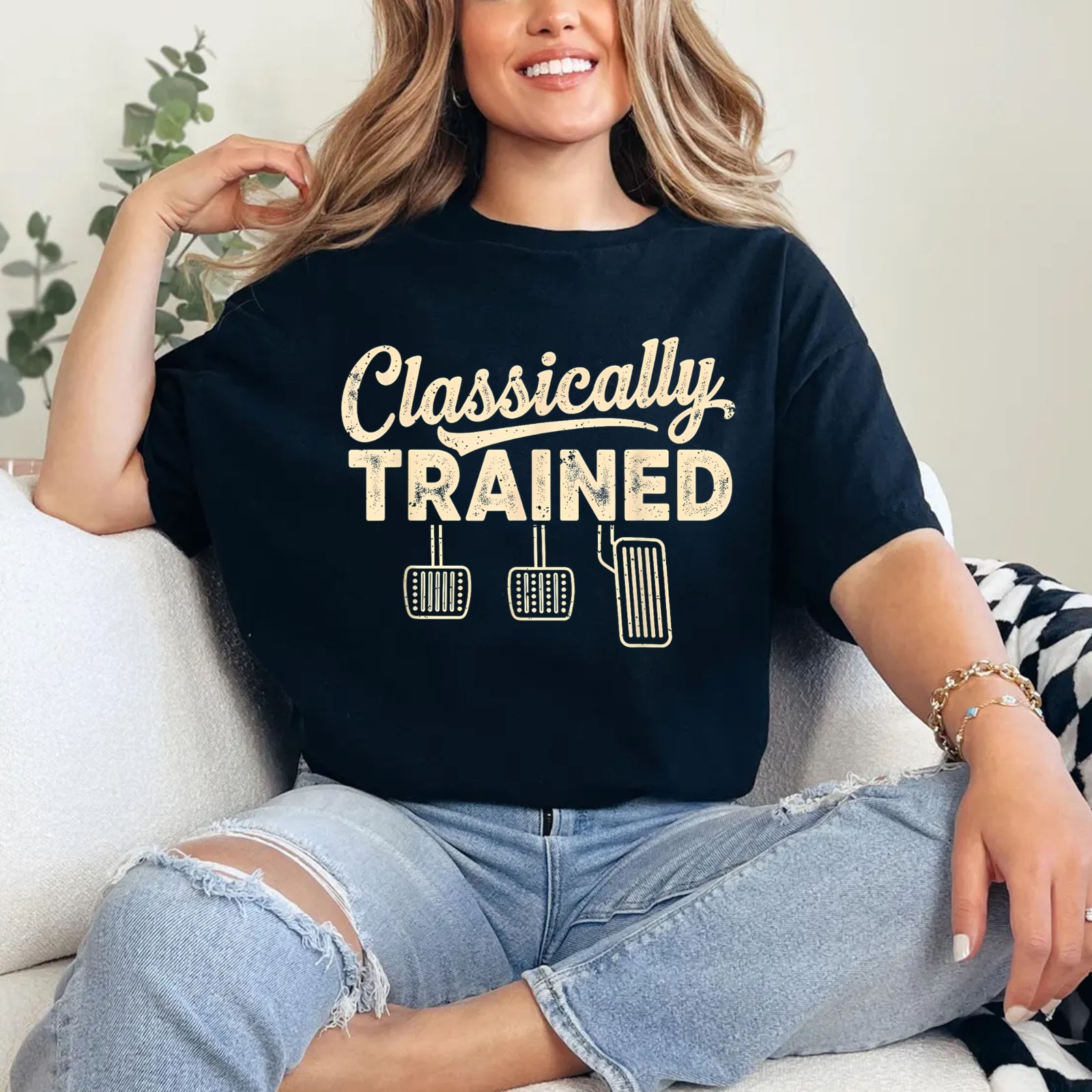Classically Trained Manual Car Pedals Driving Humor T-Shirt