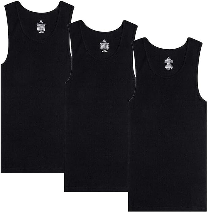 6 Packs Mens 100% Cotton Ribbed Tank top A-Shirt Wife Beater Undershirt S-2XL