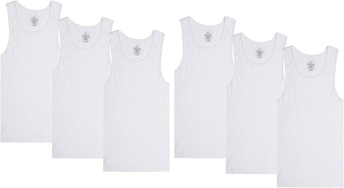 6 Packs Mens 100% Cotton Ribbed Tank top A-Shirt Wife Beater Undershirt S-2XL