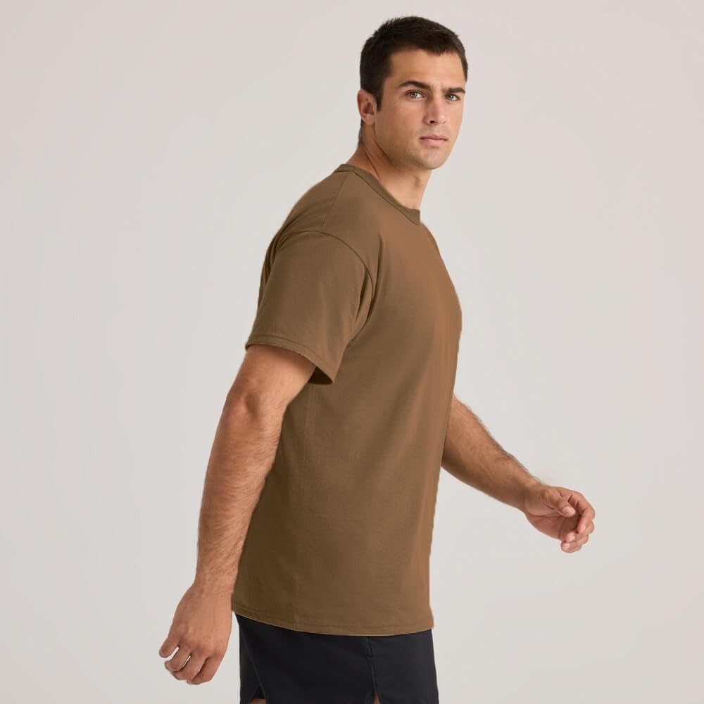 Soffe Men’s 3 Pack USA Poly/Cotton Military Tee, Tan, XLarge
