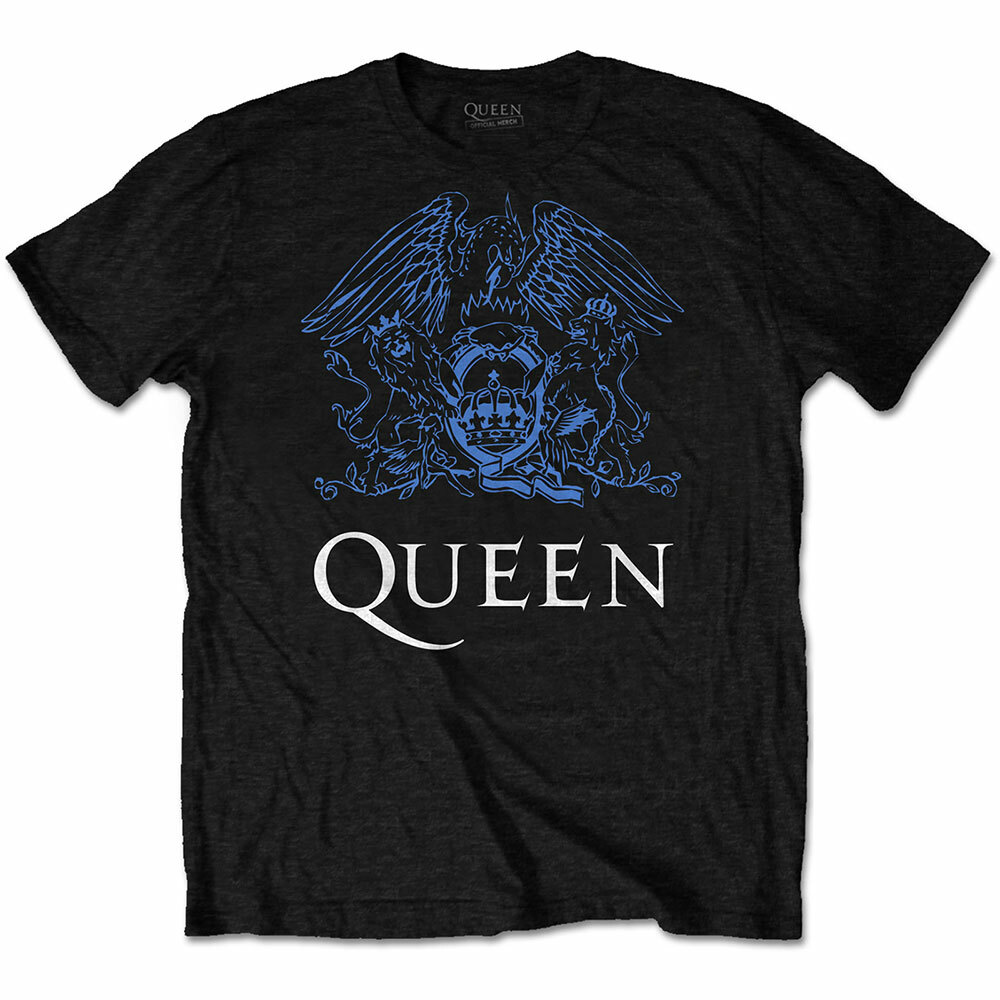 Freddie Mercury Queen T-Shirt Music Band New Gradient Blue Crest Black Cotton