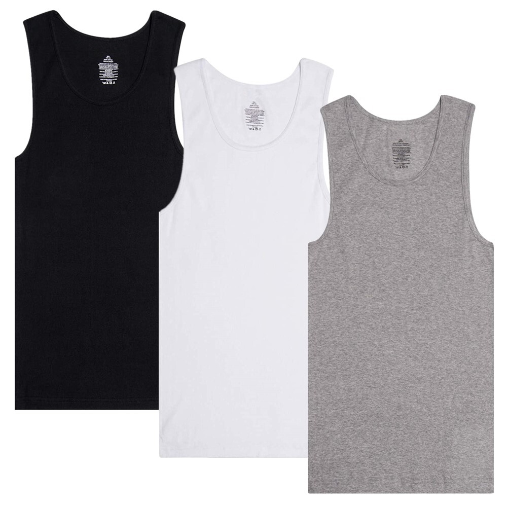 3-12 Packs Mens 100% Cotton Lot Ribbed Tank top A-Shirt Wife Beater Undershirt