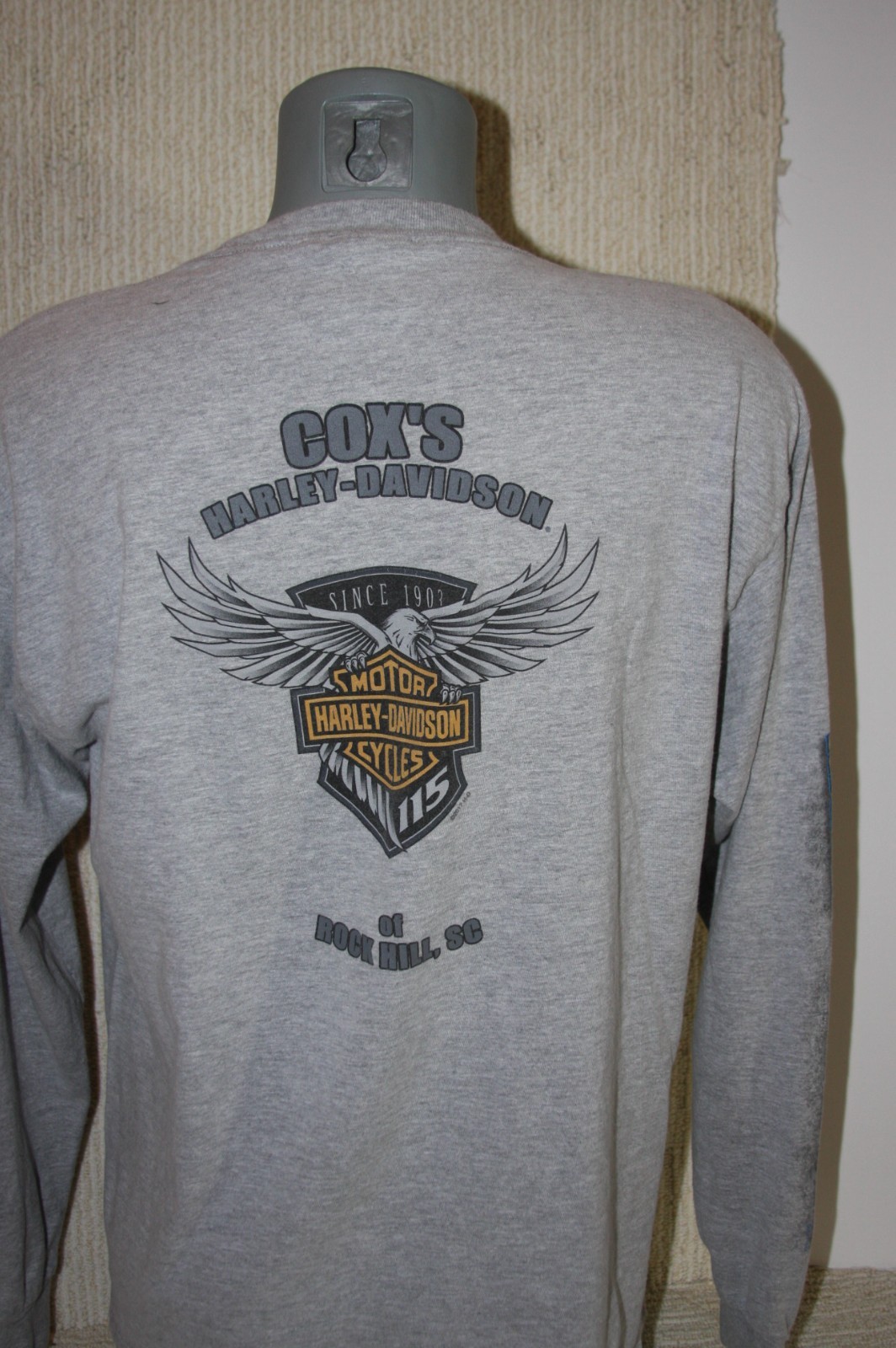 Harley-Davidson 115th Anniversary Long Sleeve T-Shirt Large Gray Rock Hill SC
