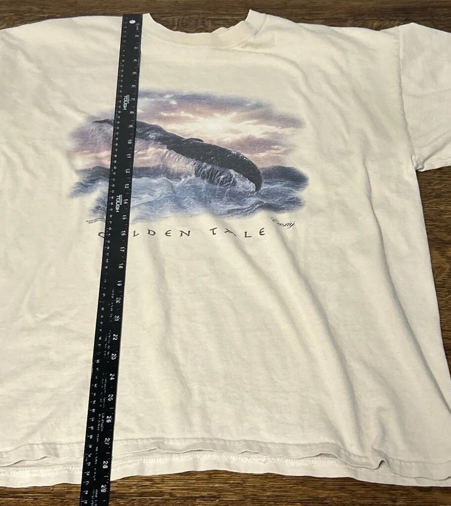 Vtg Anthony Casey GOLDEN TALE Art Whale Graphic T-Shirt Adult Size XL
