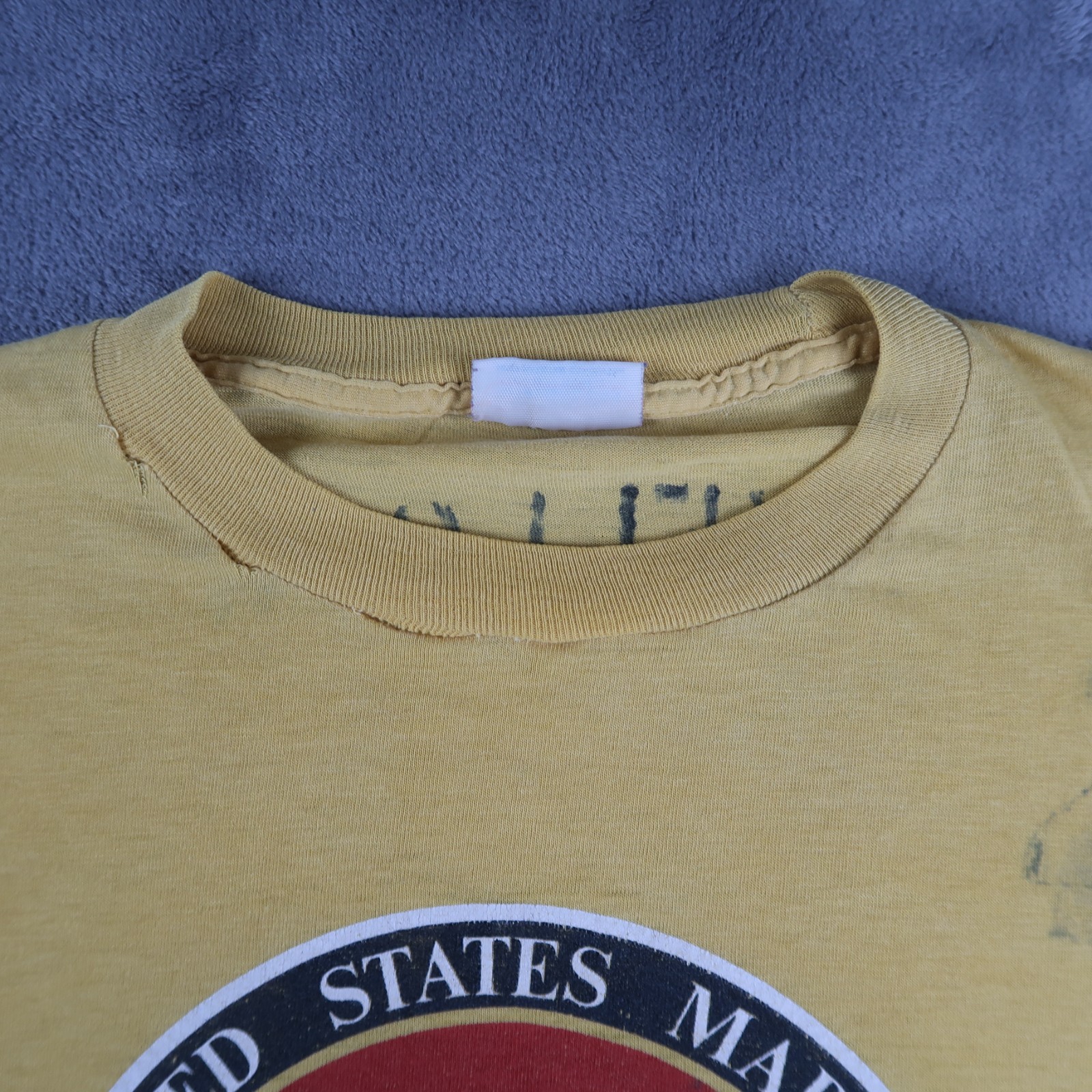 Vintage 80s US Marine Corps OSC T Shirt Made In USA Single Stitch Mens L Stencil