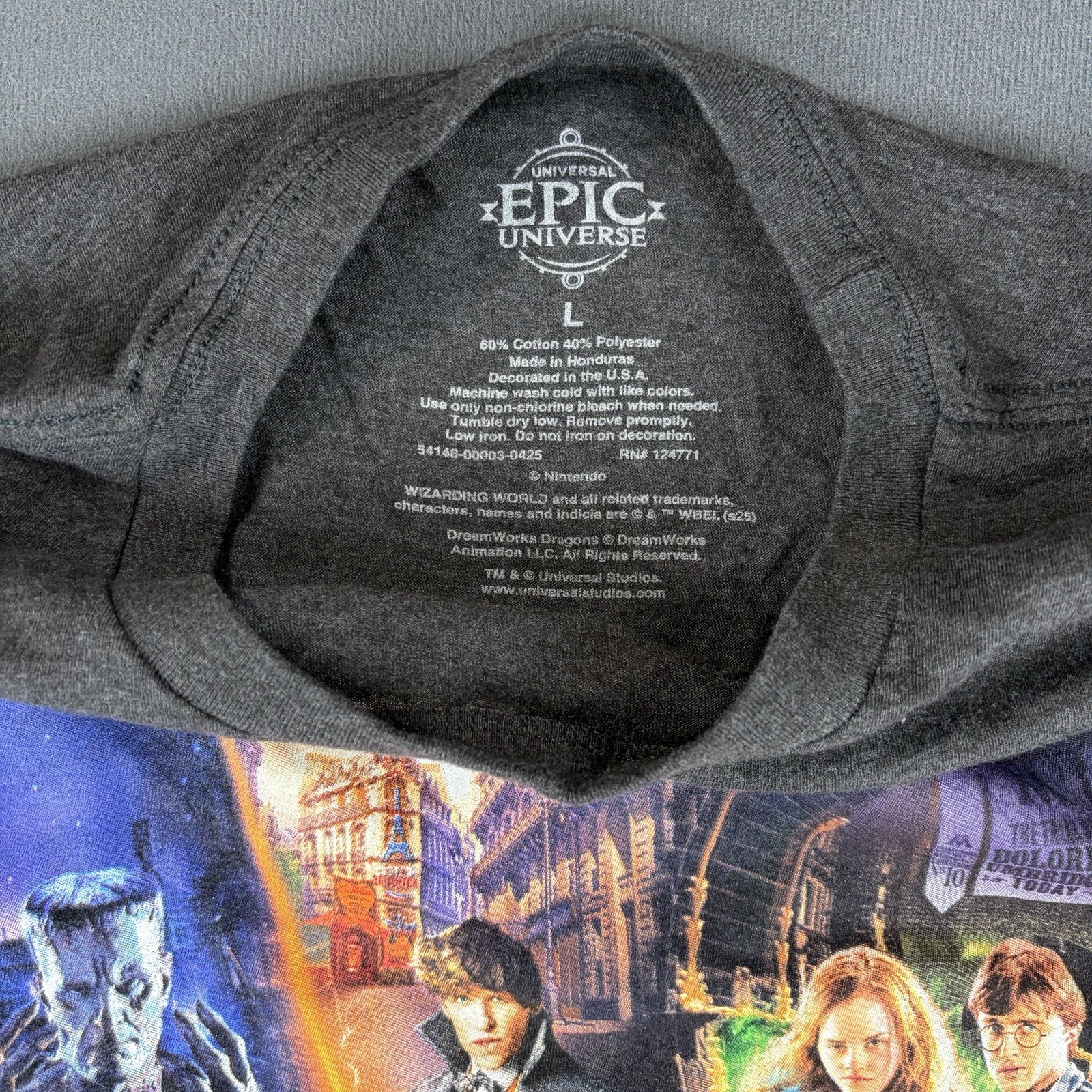 2025 Epic Universe Grand Opening Day T-Shirt Gray Size Large Free Shipping #62