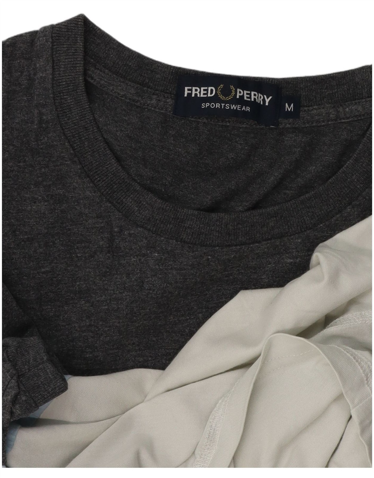 FRED PERRY Mens Graphic T-Shirt Top Medium White Colourblock DR28
