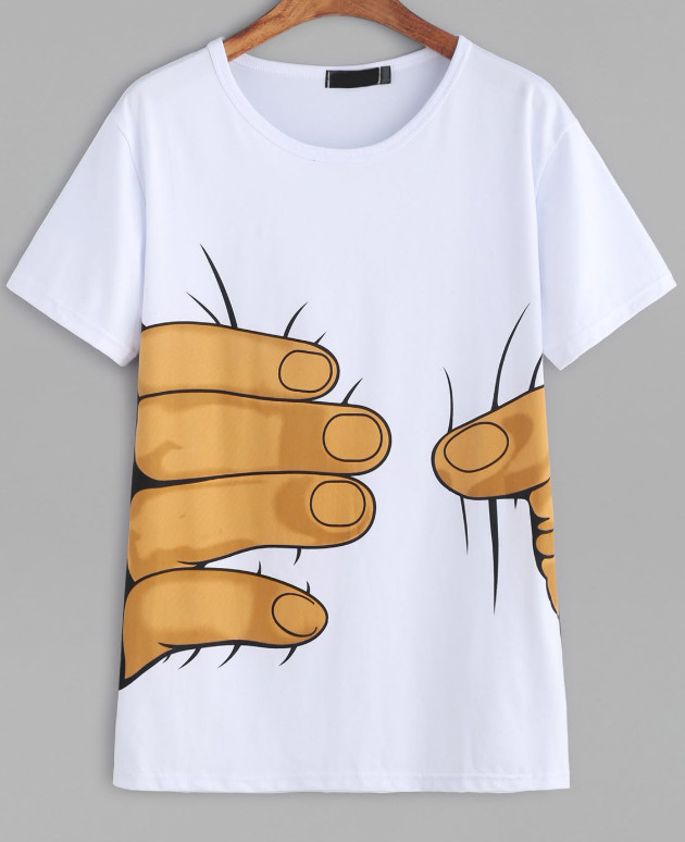 A Golden 3D Hand Is Embracing Funny T-shirts Gifts S-234XL Unisex