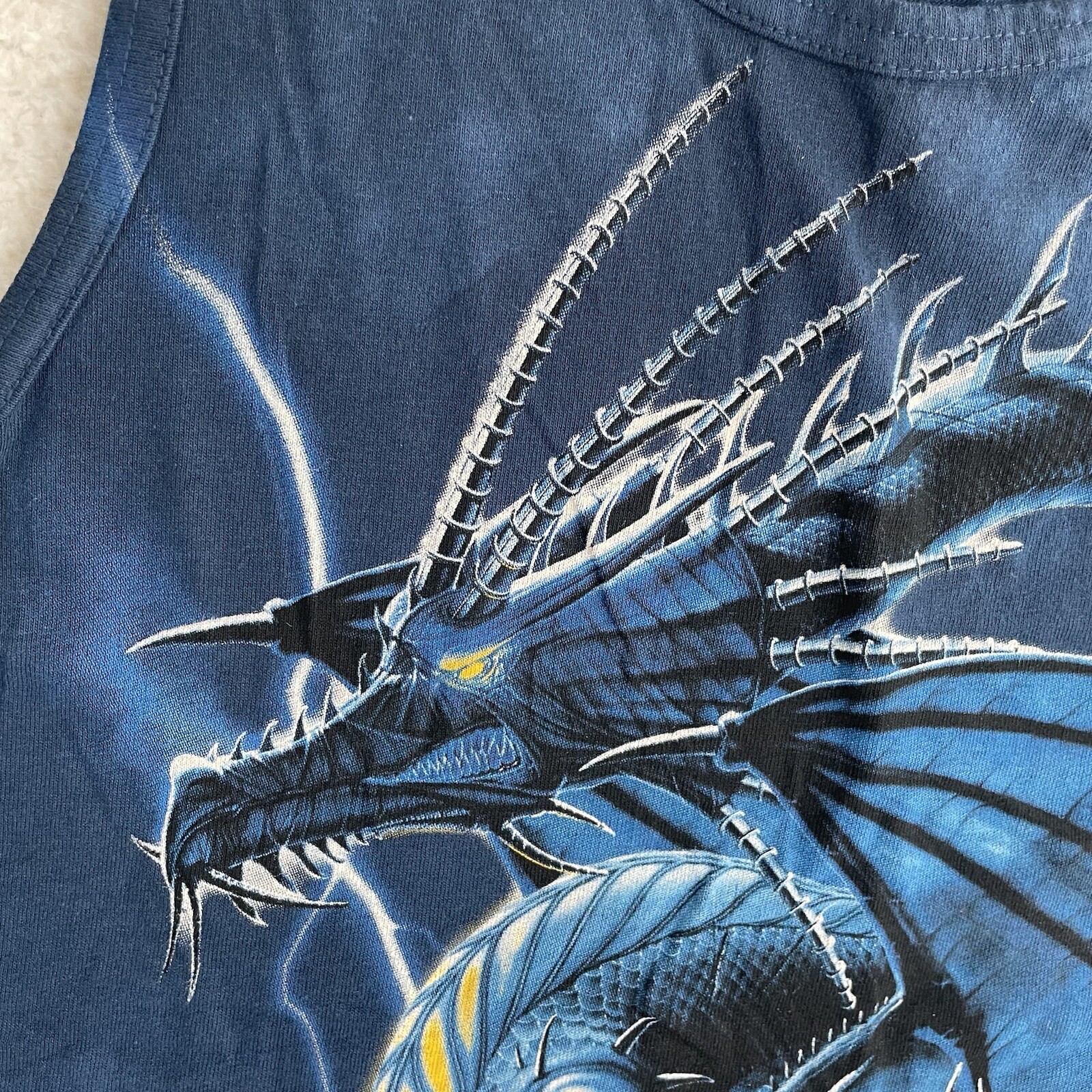 VTG The Mountain Dragon Shirt Mens Medium Tank Top Blue Skulls Fantasy NEW