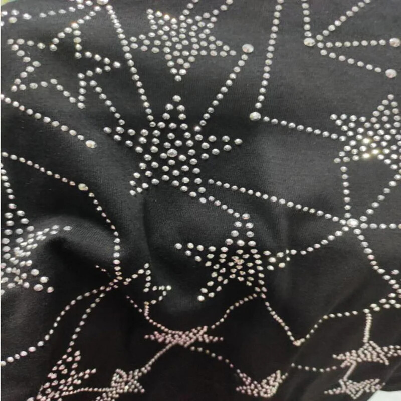 New Men Luxury Diamond Star Rhinestones Fashion Black White T-Shirt High Quality